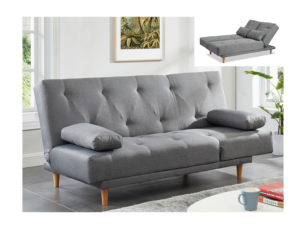 Klappsofa 3-Sitzer Stoff BONZI - Grau günstig online kaufen