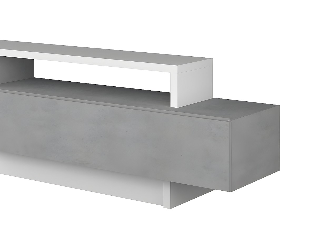 Mueble TV con espacios de almacenaje blanco y cemento MONTY