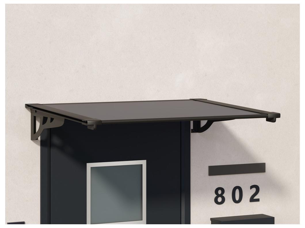 Auvent de porte en aluminium 120 x 90 cm incliné noir KEPLER