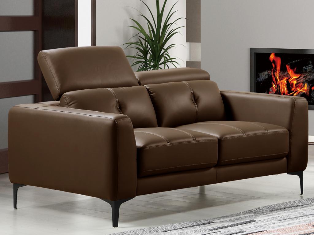 Ledersofa 2-Sitzer JASPER - Braun