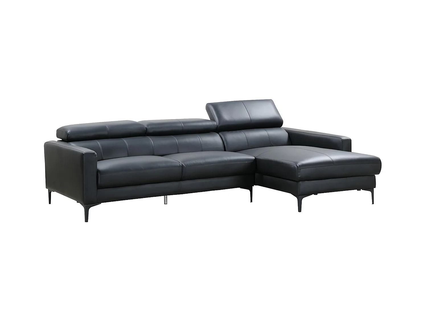 Sofá rinconera de piel de búfalo FLORENCE - Negro - Ángulo derecho