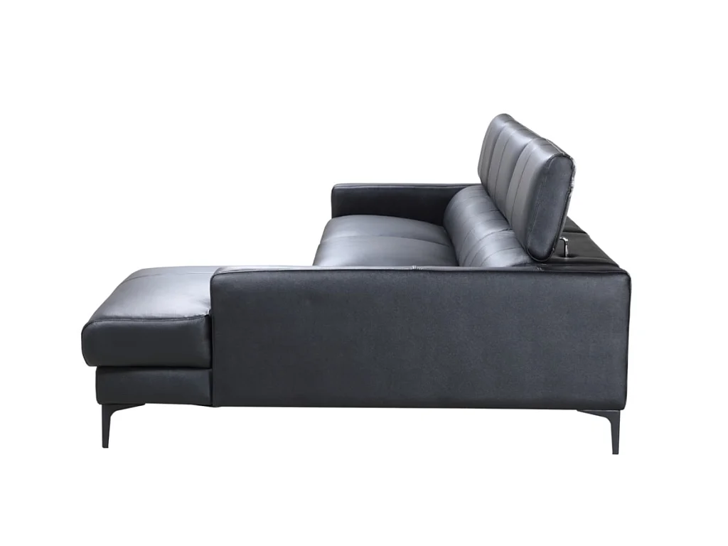 Sofá rinconera de piel de búfalo FLORENCE - Negro - Ángulo derecho