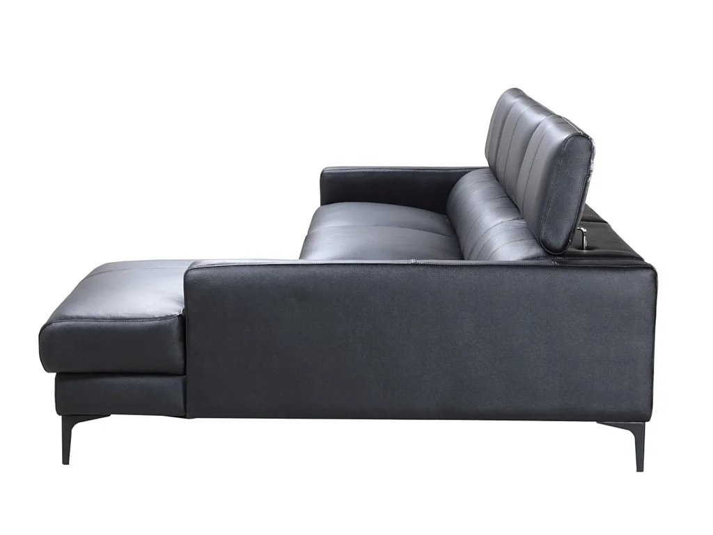 Hjørnemodul sofagruppe i bøffelskinn FLORENCE - Svart - Høyrevendt