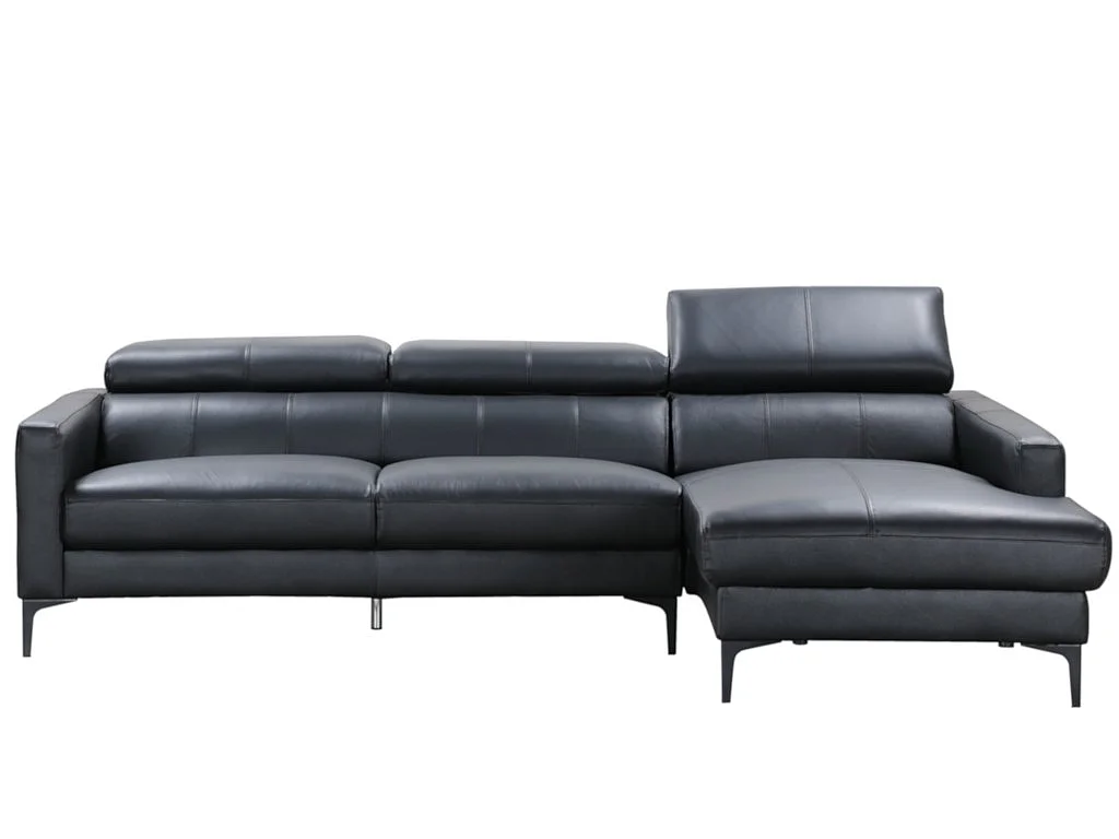 Hjørnemodul sofagruppe i bøffelskinn FLORENCE - Svart - Høyrevendt