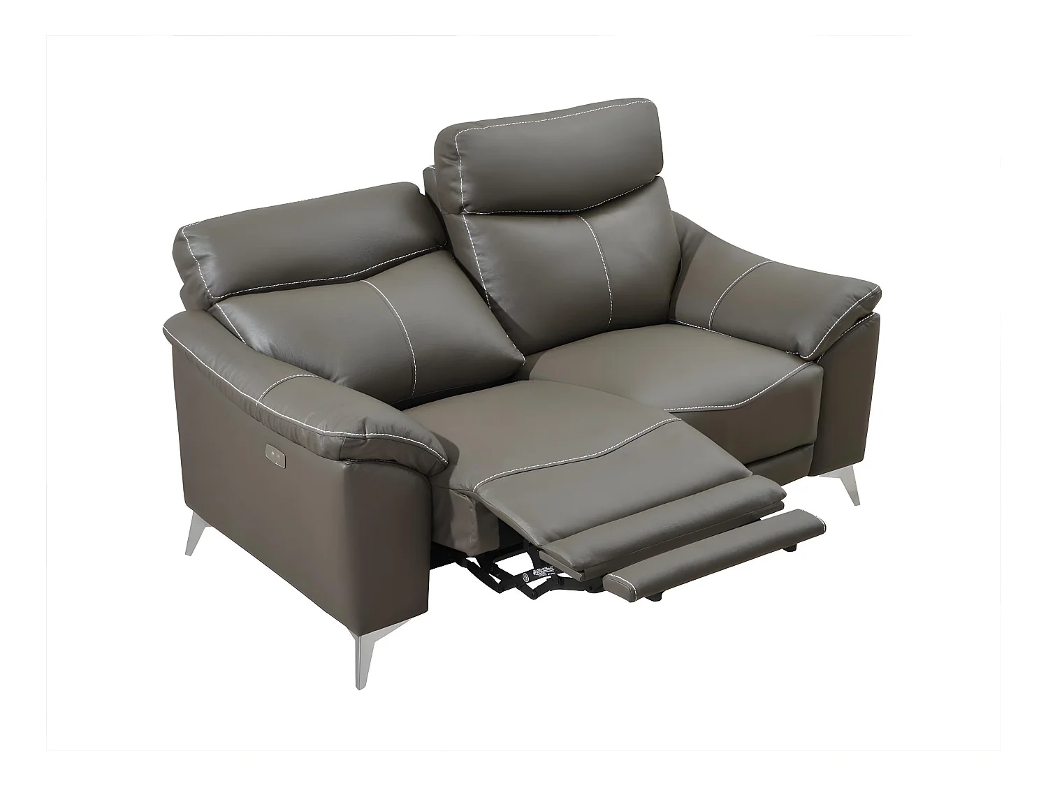 Relaxsofa elektrisch 2-Sitzer - Leder - Taupe - METRONOMYA