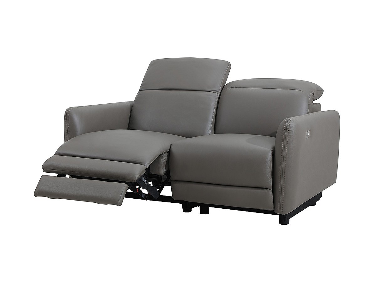 Sofá 2 plazas relax eléctrico piel Gris arenoso CLEOPHEE
