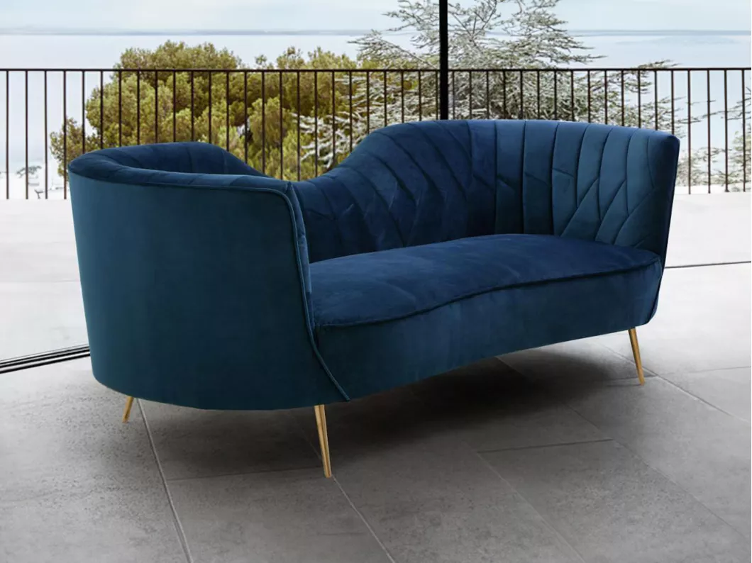 Kauf Unique Sofa 3-Sitzer - Samt - Dunkelblau - ADELE von PASCAL MORABITO