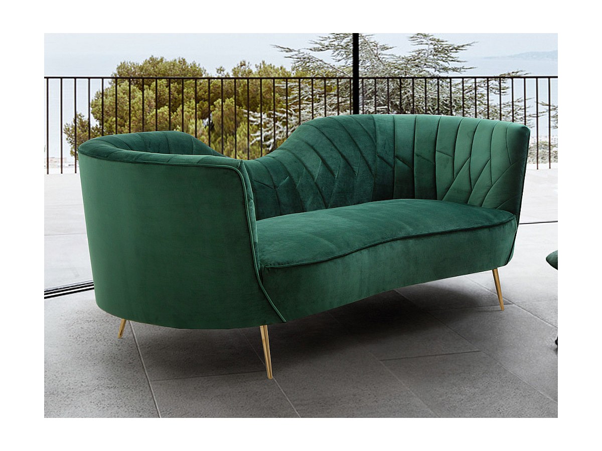 Sofá de 3 plazas de terciopelo charme verde oscuro ADELE