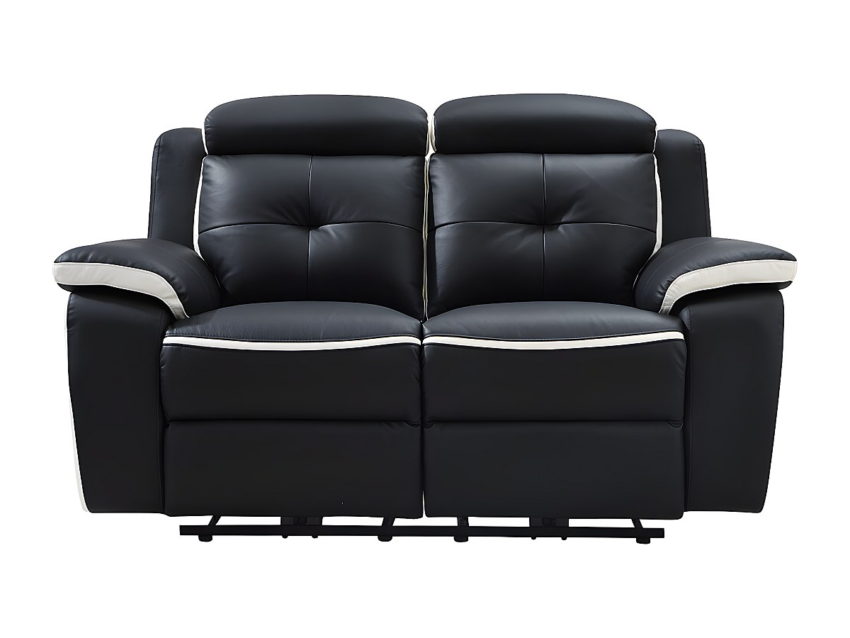 Sofá relax eléctrico 2 plazas piel negro/blanco ANGELIQUE
