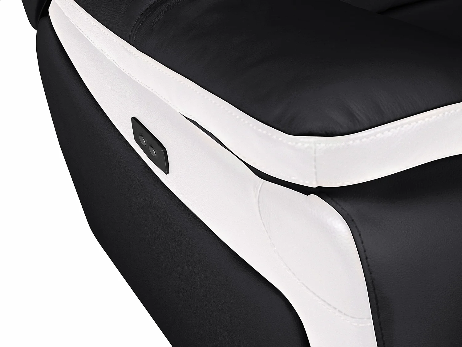 Divano 2 posti relax elettrico in pelle Nero e bianco - ANGELIQUE