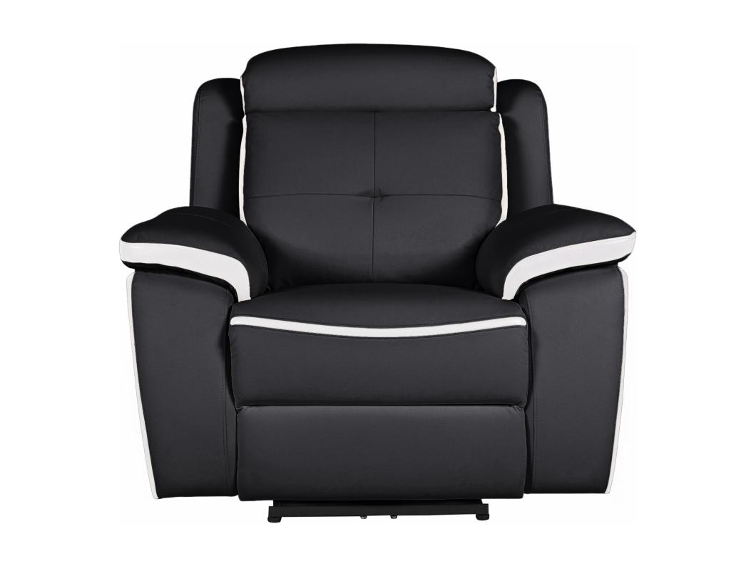 Sillón relax eléctrico de piel ANGELIQUE - Negro/blanco