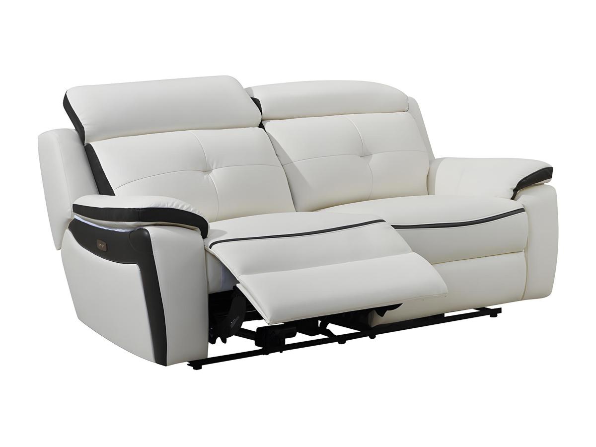 Relaxsofa Leder elektrisch 3-Sitzer - Weiß & Anthrazit - ANGELIQUE günstig online kaufen