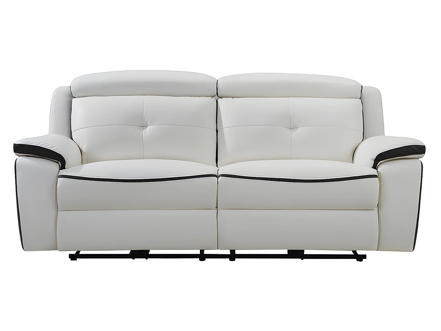 Canapé 3 places relax électrique en cuir ANGELIQUE - Blanc/anthracite