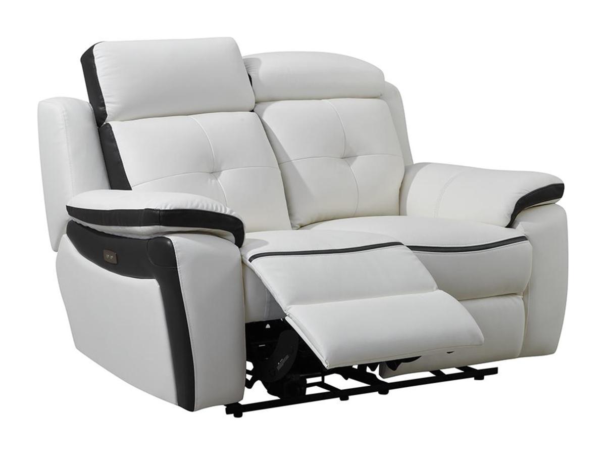 Relaxsofa Leder elektrisch 2-Sitzer - Weiß & Anthrazit - ANGELIQUE günstig online kaufen