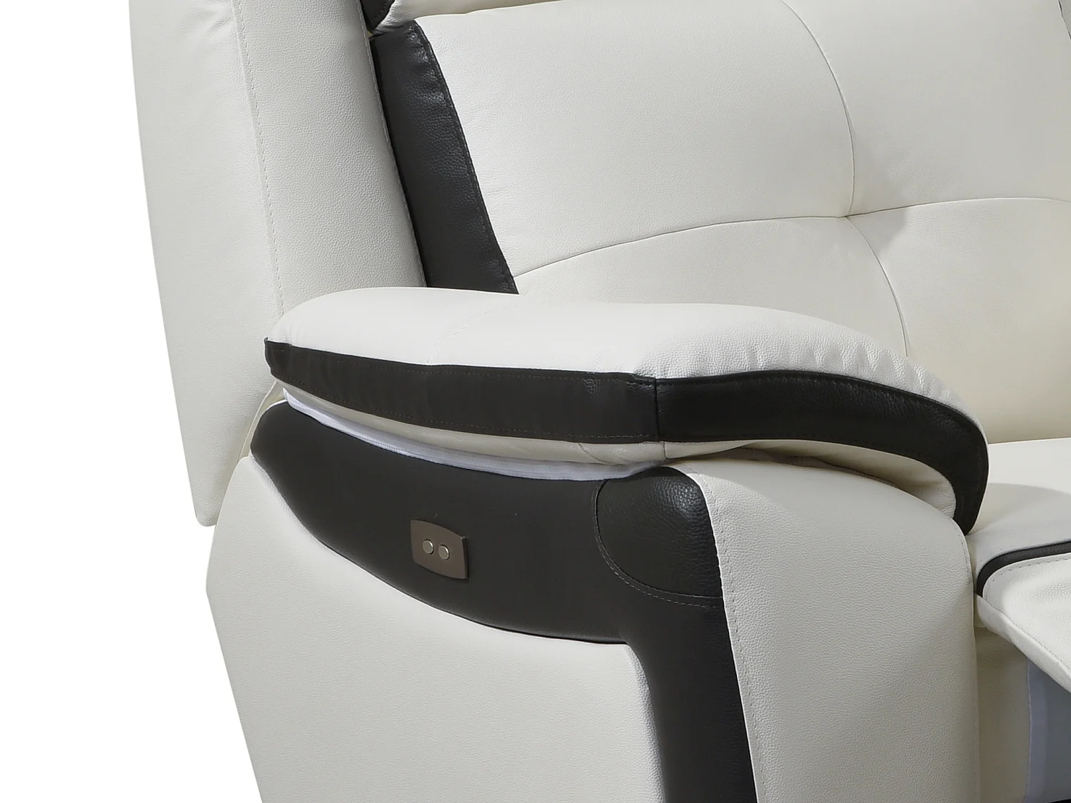 Elektrisk läderfåtölj ANGELIQUE med relaxfunktion - Vit/antracit