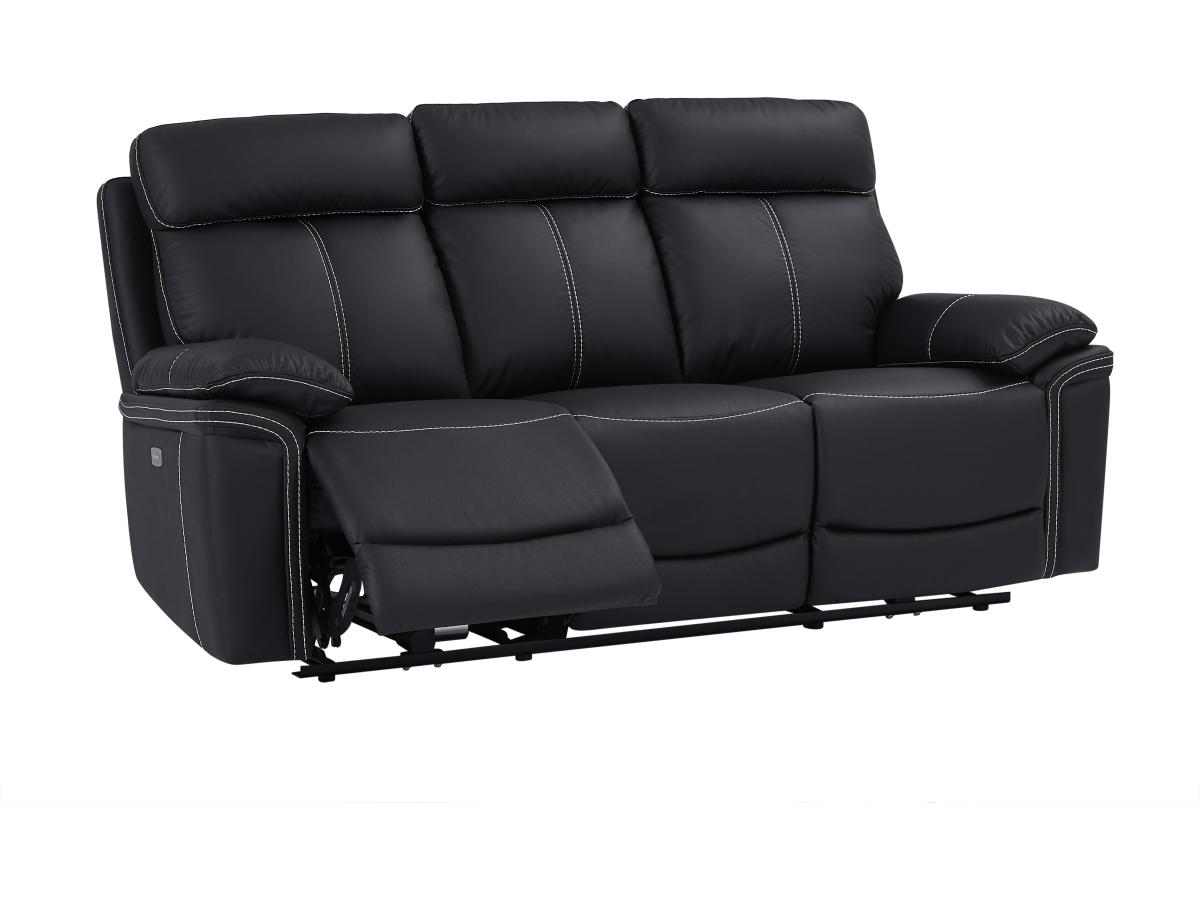 Relaxsofa elektrisch 3-Sitzer - Leder - Schwarz - ISIRIS günstig online kaufen