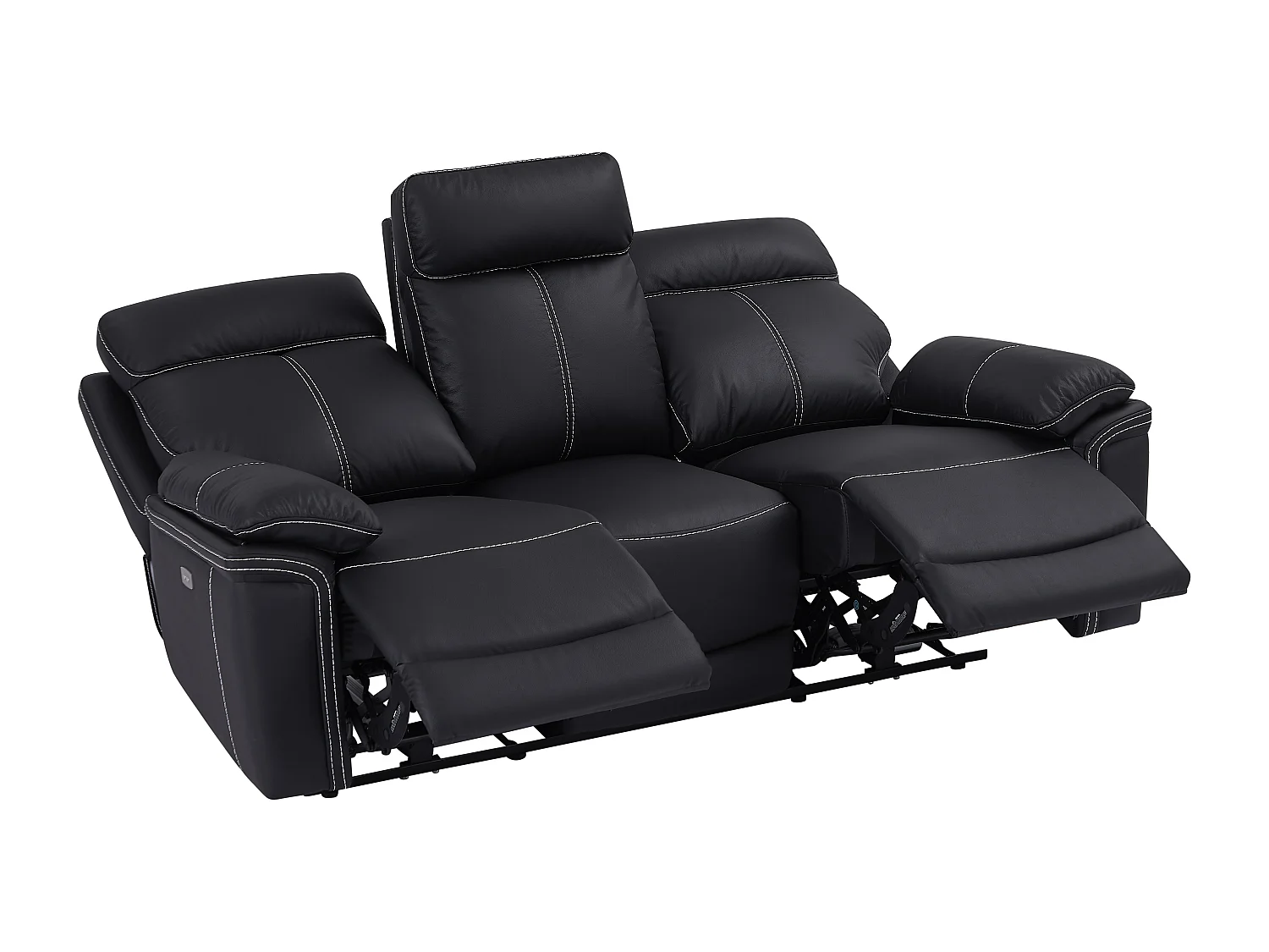 3-sits soffa med elektrisk avslappningsfunktion i läder ISIRIS - Svart