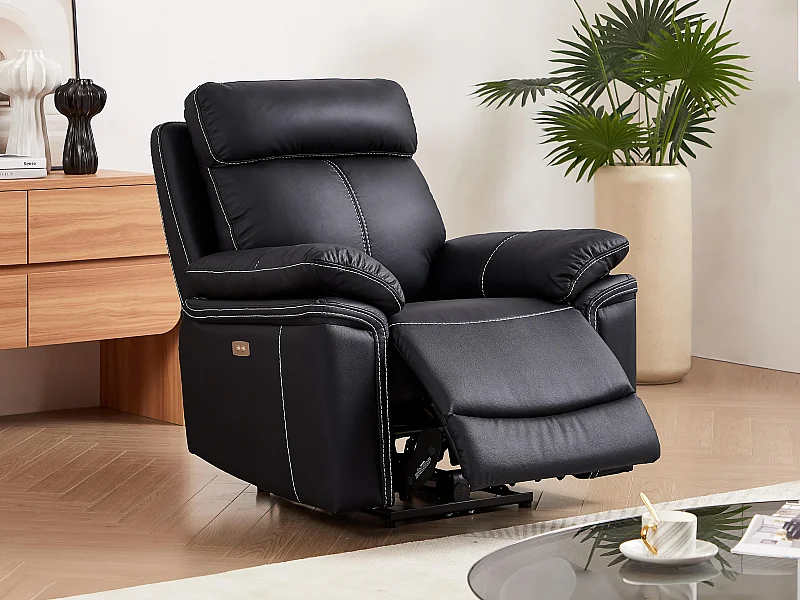 Poltrona relax elettrica in pelle Nero - ISIRIS