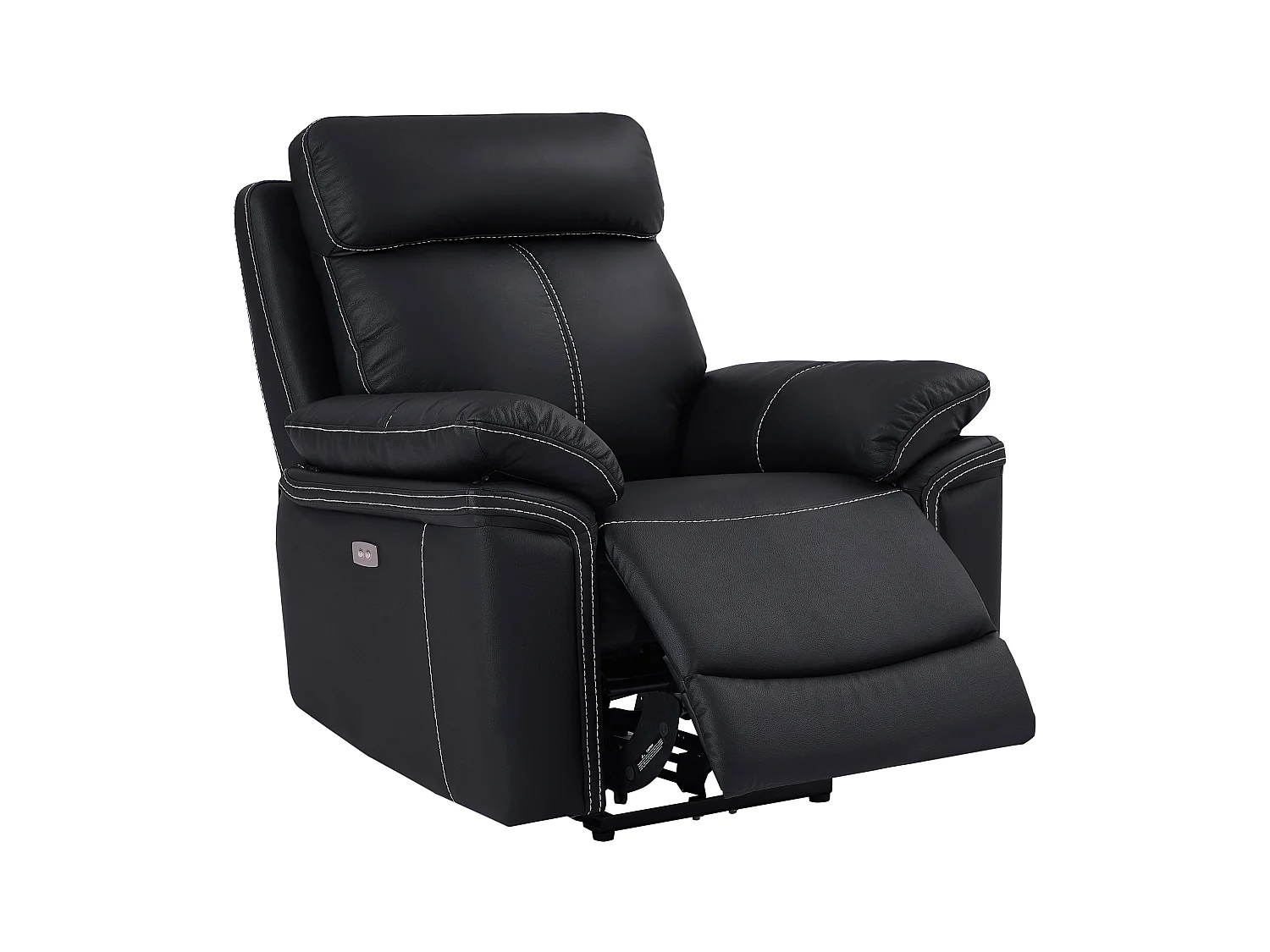 Fauteuil relax électrique en cuir ISIRIS - Noir
