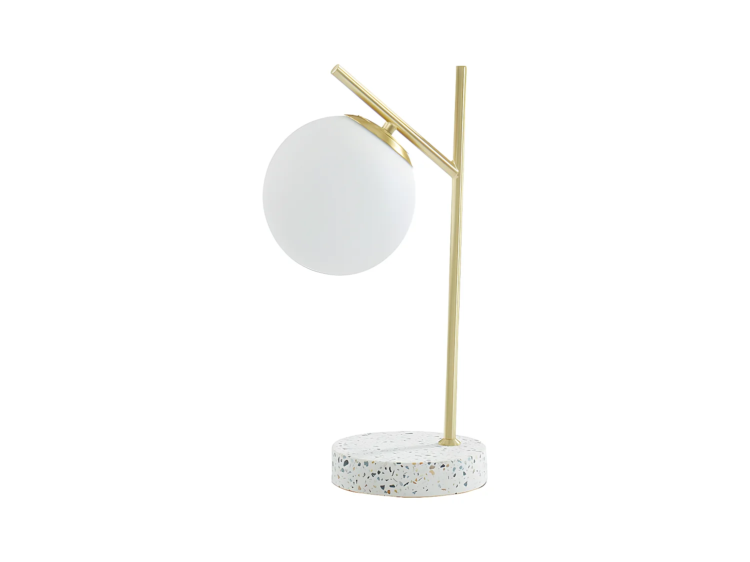 Lampe à poser style vintage - Socle en terrazzo - H. 38 cm - Doré - LULLABY