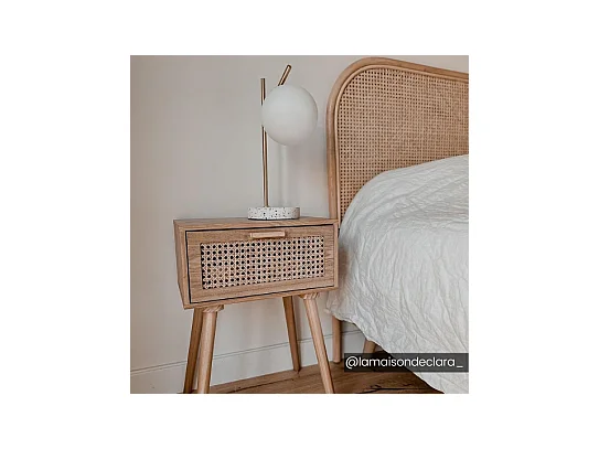 Lámpara de mesa estilo vintage LULLABY - Base de terrazzo - 23x15x38cm - Dorado