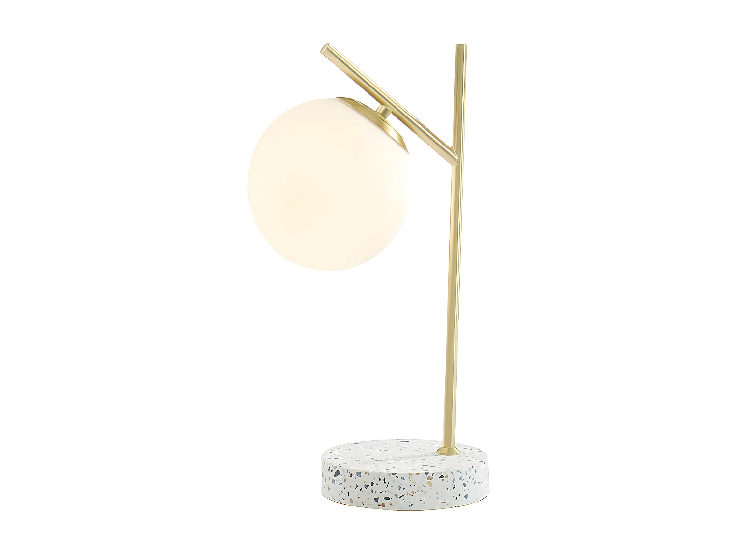Lampe à poser style vintage - Socle en terrazzo - H. 38 cm - Doré - LULLABY