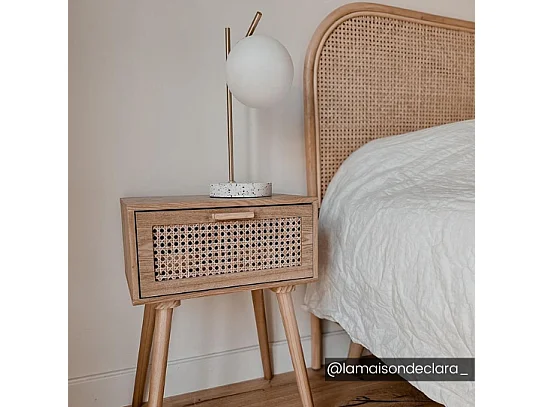 Lampe à poser style vintage - Socle en terrazzo - H. 38 cm - Doré - LULLABY