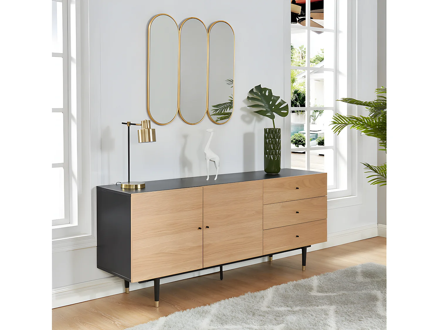 Candeeiro de mesa estilo vintage ANTICAIRE - Ferro - 26x15x45 cm - Dourado