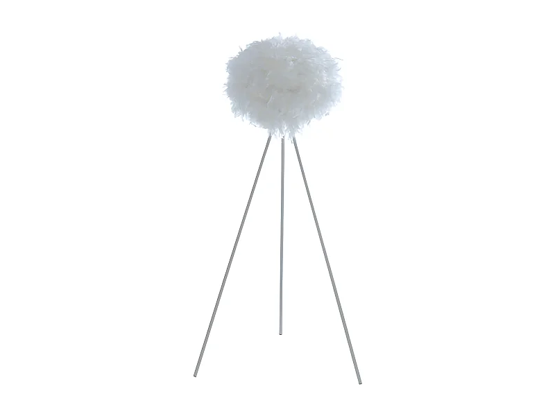 Lampadaire trépied en plumes - D. 54 x H. 150 cm - Blanc - NUAGE