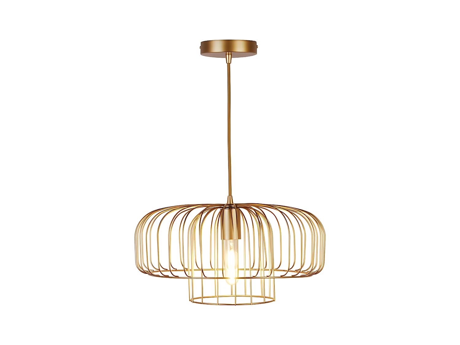 Designertrådbasert pendel med nettverksdesign - Metall - H. 130 cm - Matt gullbelagt finish - ANDROMAQUE
