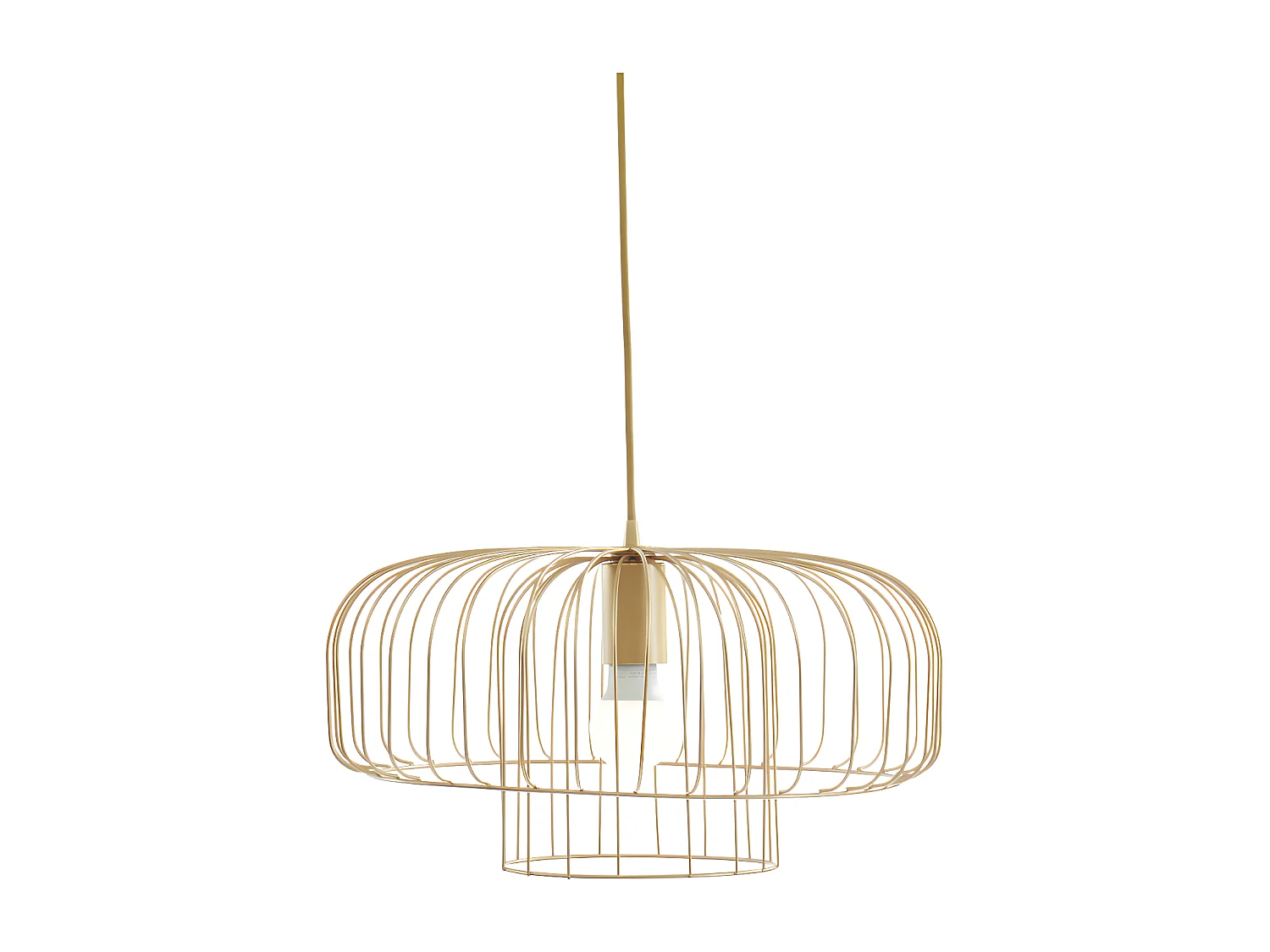 Lampadario con filo a vista in Metallo 40x40x130 cm - Finitura dorata opaca - ANDROMAQUE