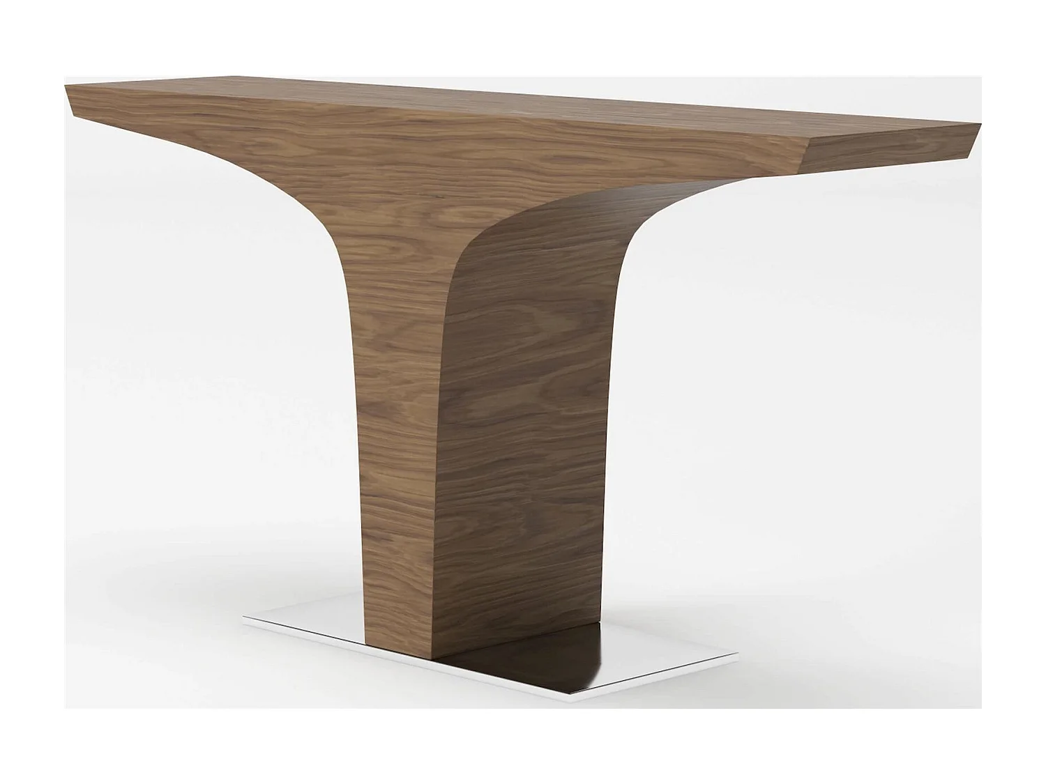 Table d'appoint bois noyer et piétement acier inoxydable