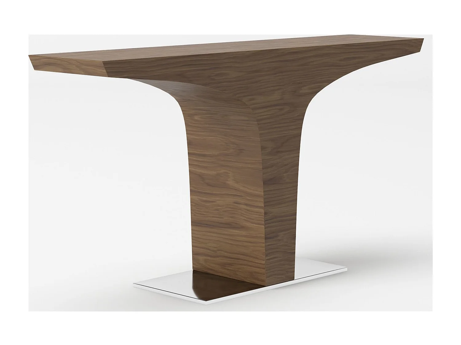 Table d'appoint bois noyer et piétement acier inoxydable