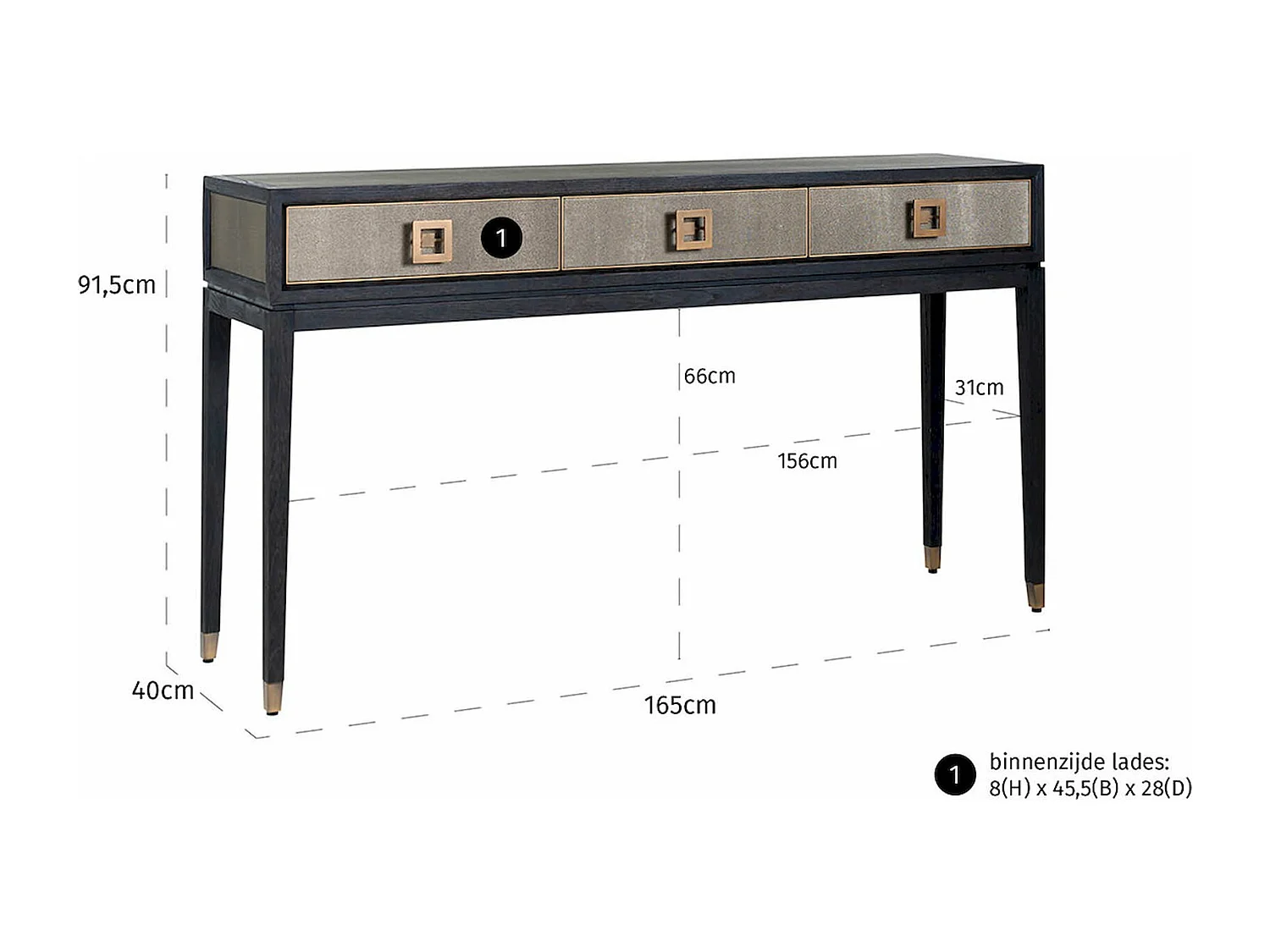 Console Bloomville 3 tiroirs