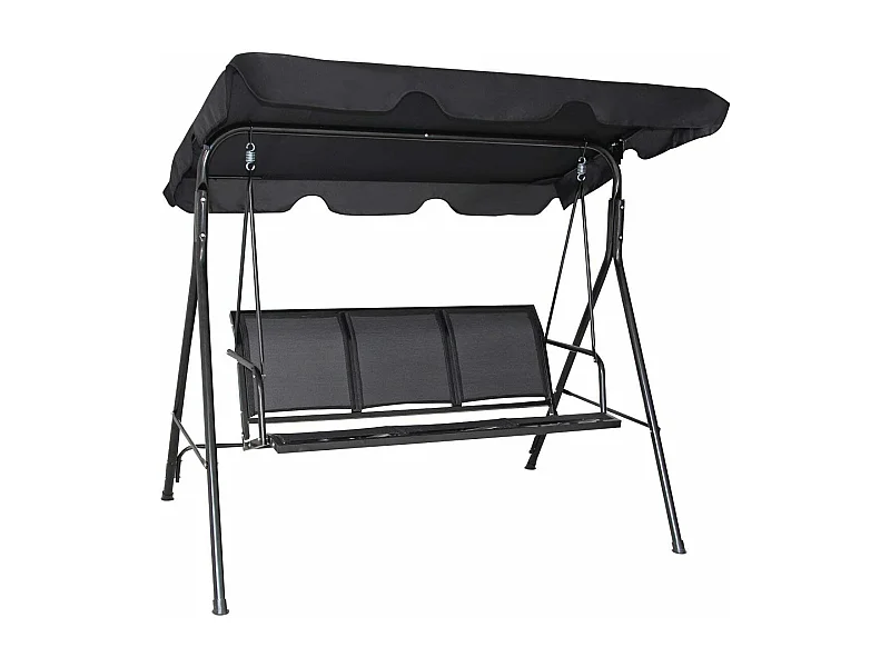 Tuinschommel 3-zits tuinschommel met waterdicht dak Ideaal voor tuin, terras, balkon 170 x 110 x 155 CM (zwart)