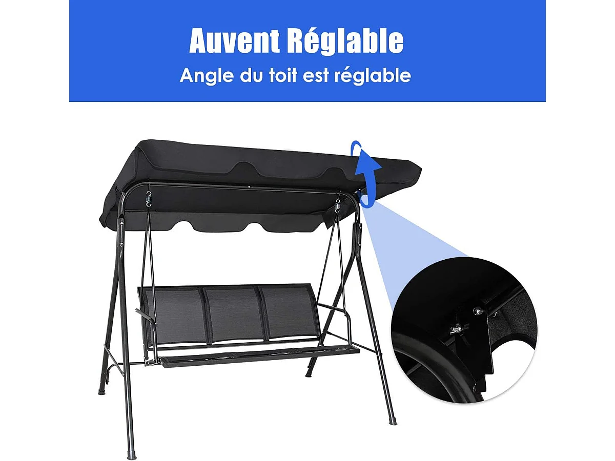 Chaise longue 3 places Balancelle jardin balançoire banc jardin balançoire à bascule banc