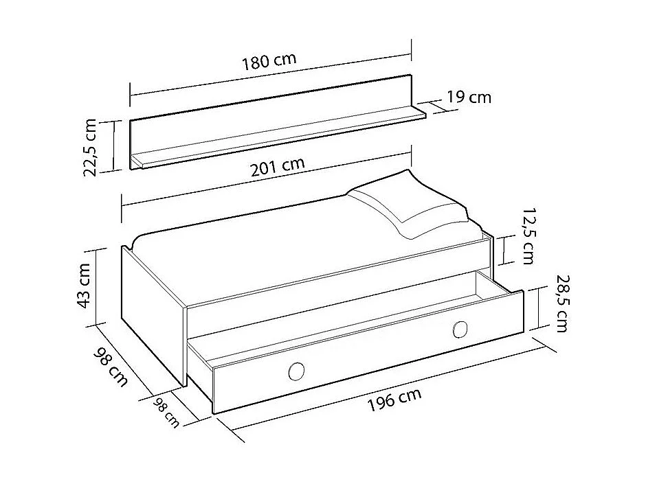Cama nido juvenil con estante Enjoy