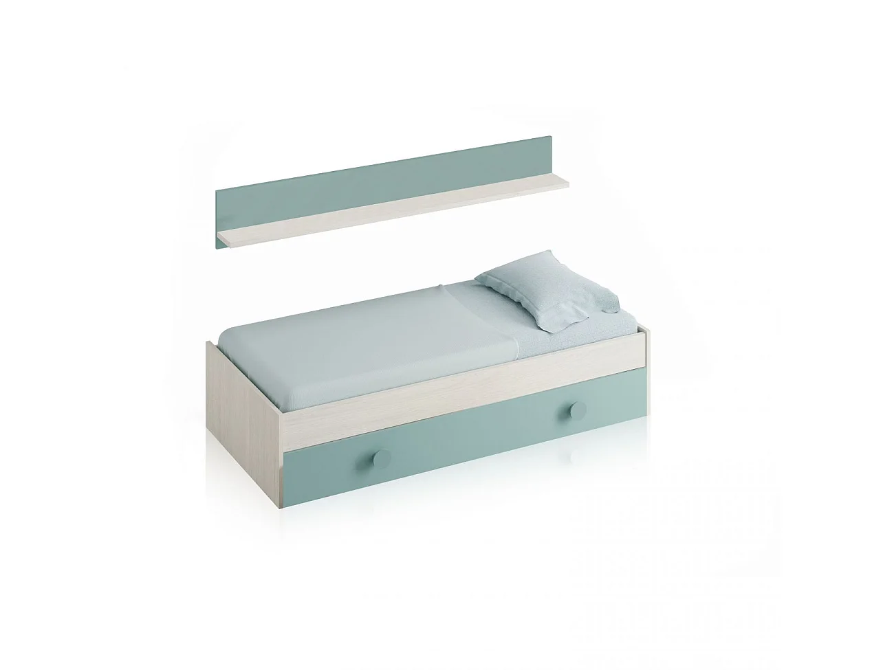 Cama de casal júnior Snuba Blanco Alpes - Verde Acqua