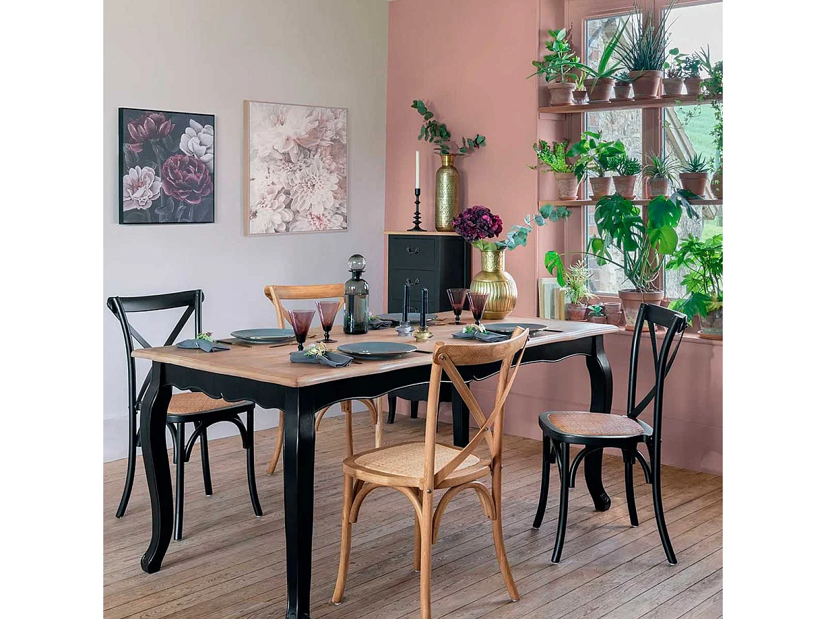 Pack de 2 sillas de comedor Provenza madera sostenible y ratán natural claro Adec