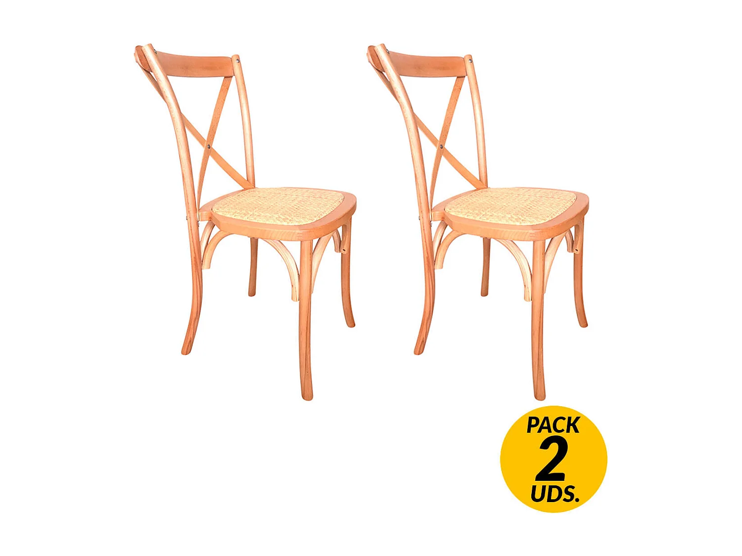 Conjunto de 2 cadeiras de jantar Provenza Rattan - Claro