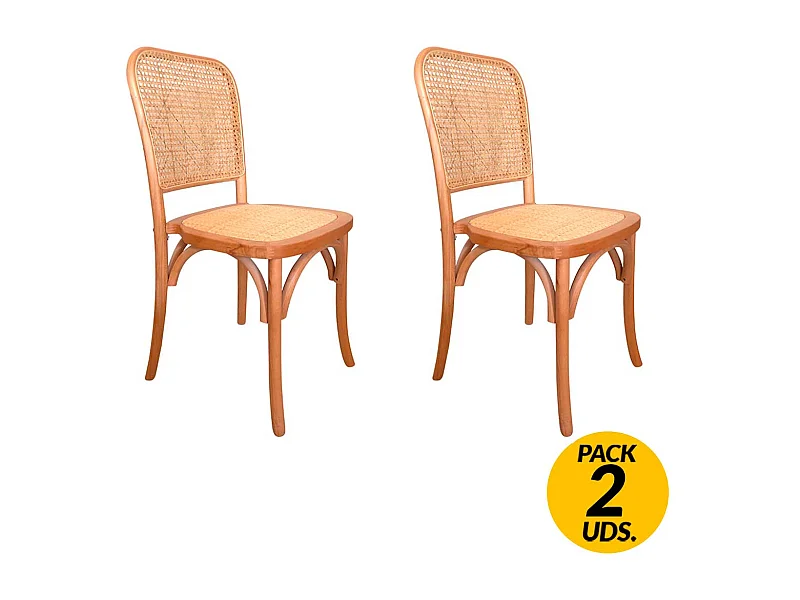 Pack de 2 sillas de comedor Toscana ratán natural Adec