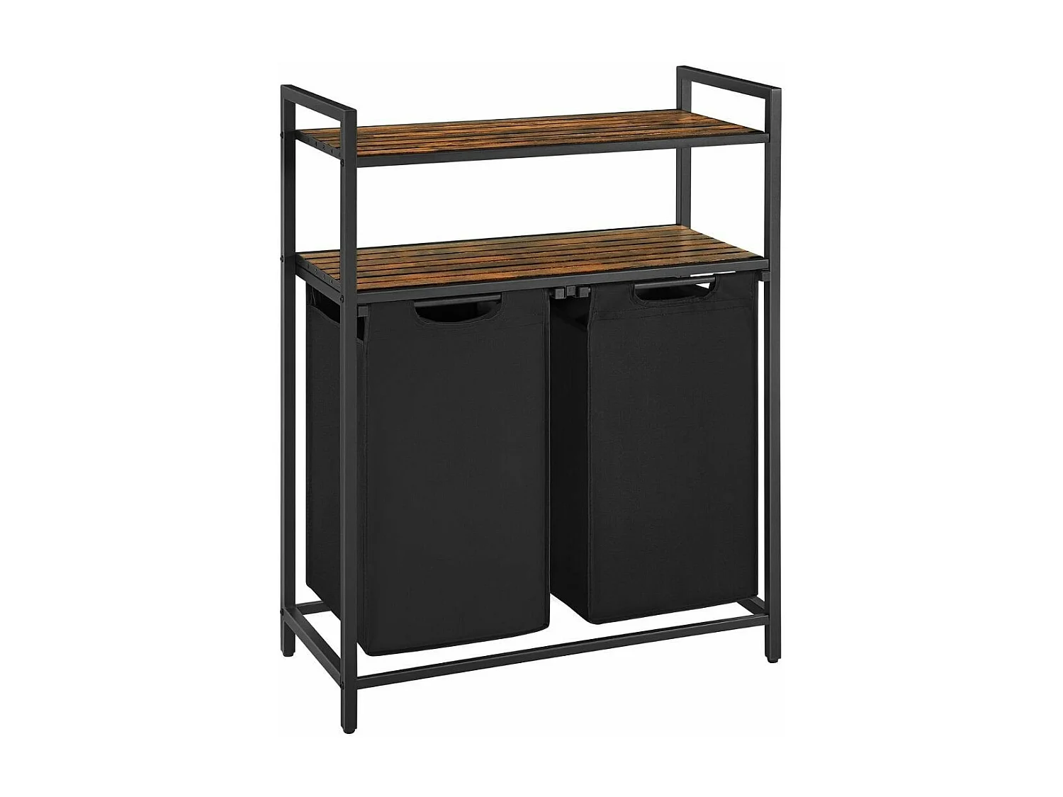 Cesto de ropa con 2 compartimentos de 46L y 2 estantes