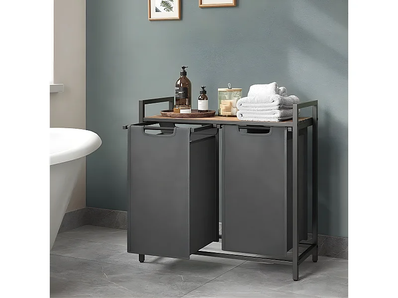 Wäschebehälter mit 2 Fächern 46L