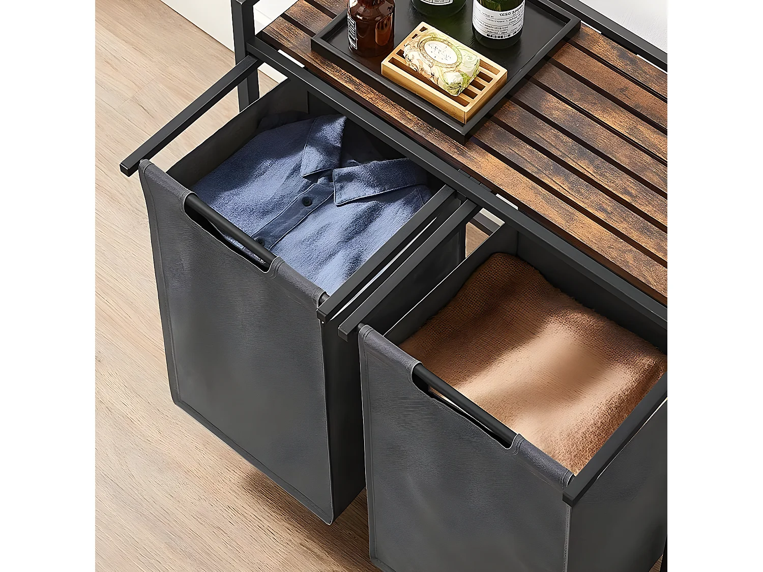 Bac à Linge avec 2 Compartiments de 46L