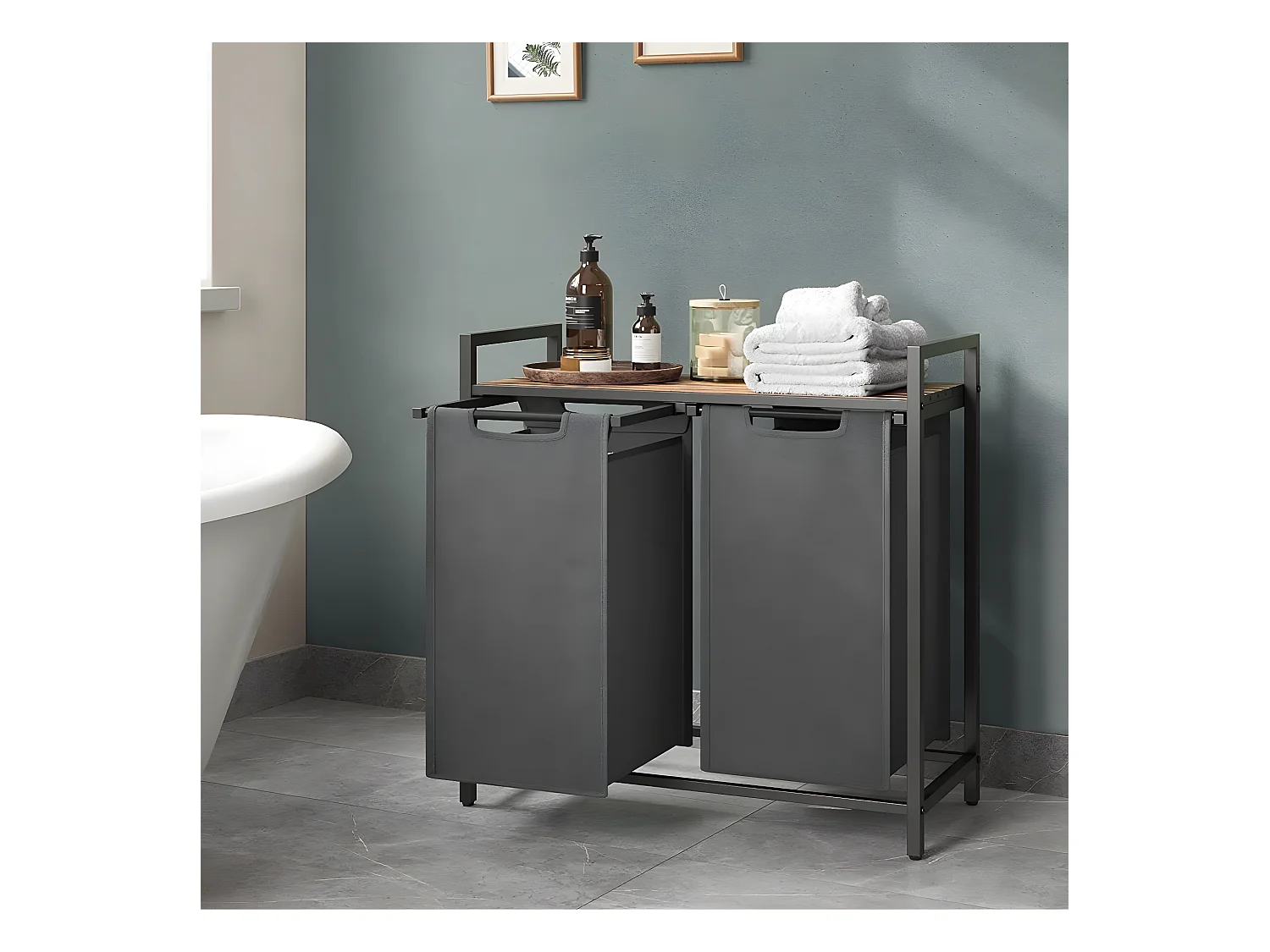 Wasmand met 2 compartimenten van 46L