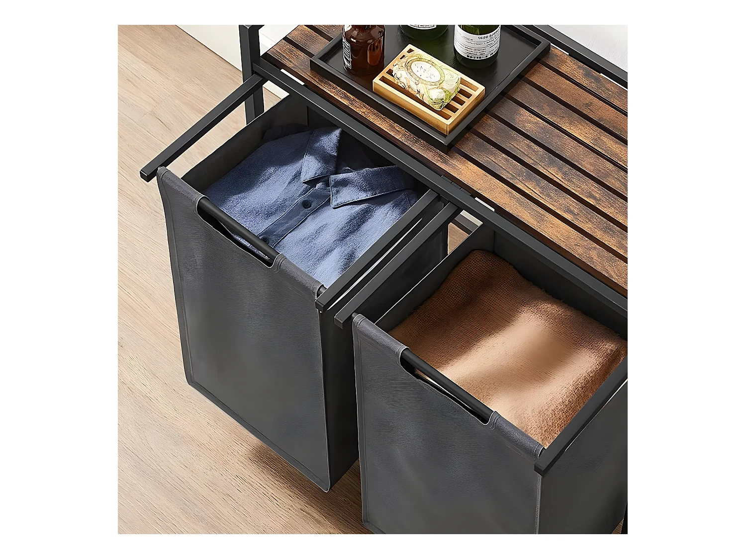 Wasmand met 2 compartimenten van 46L