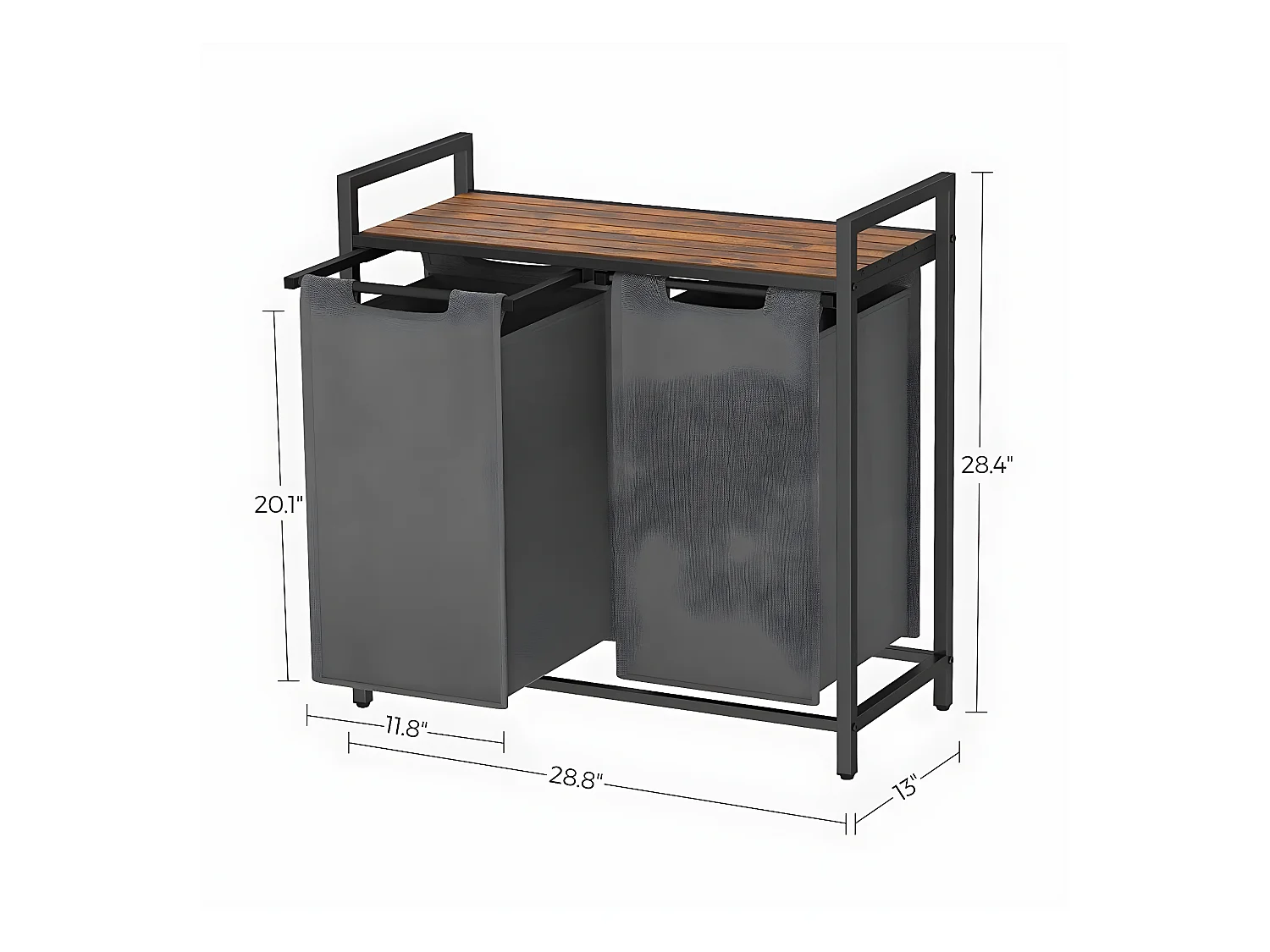 Wasmand met 2 compartimenten van 46L