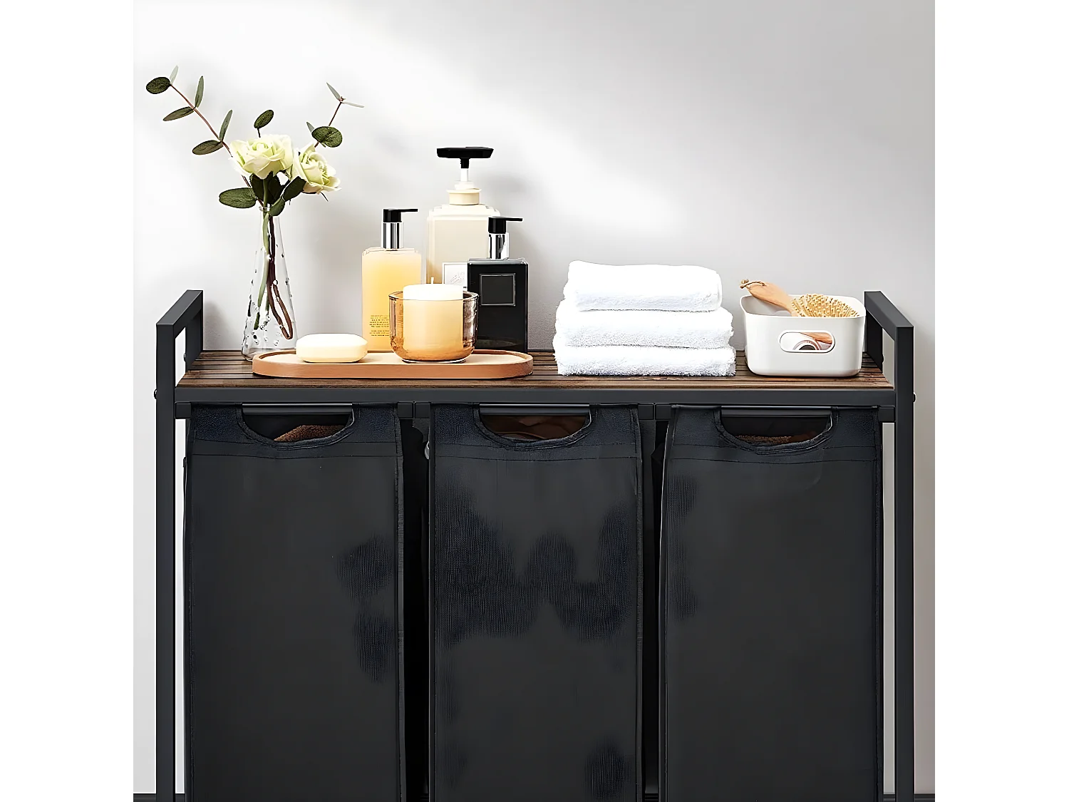 Wäschebehälter mit 3 Fächern 38L