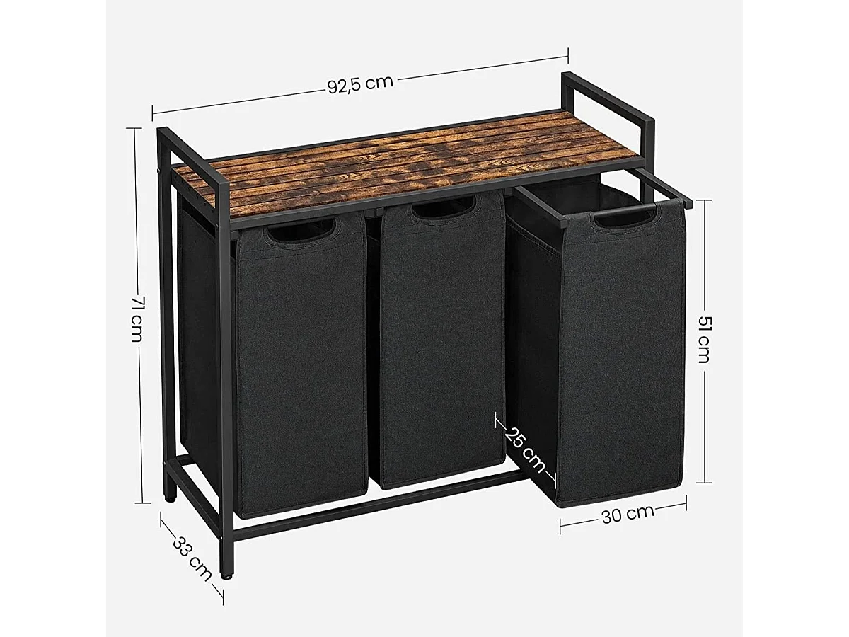 Bac à Linge avec 3 Compartiments de 38L