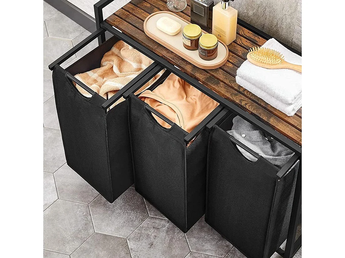 Cesto de ropa con 3 compartimentos de 38L